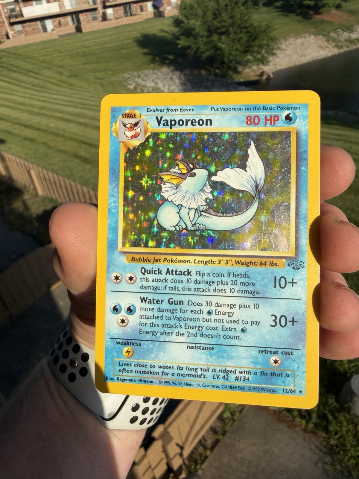 Pokémon TCG Vaporeon Jungle Holo Rare Unlimited 12/64 80 HP 1999 English WOTC