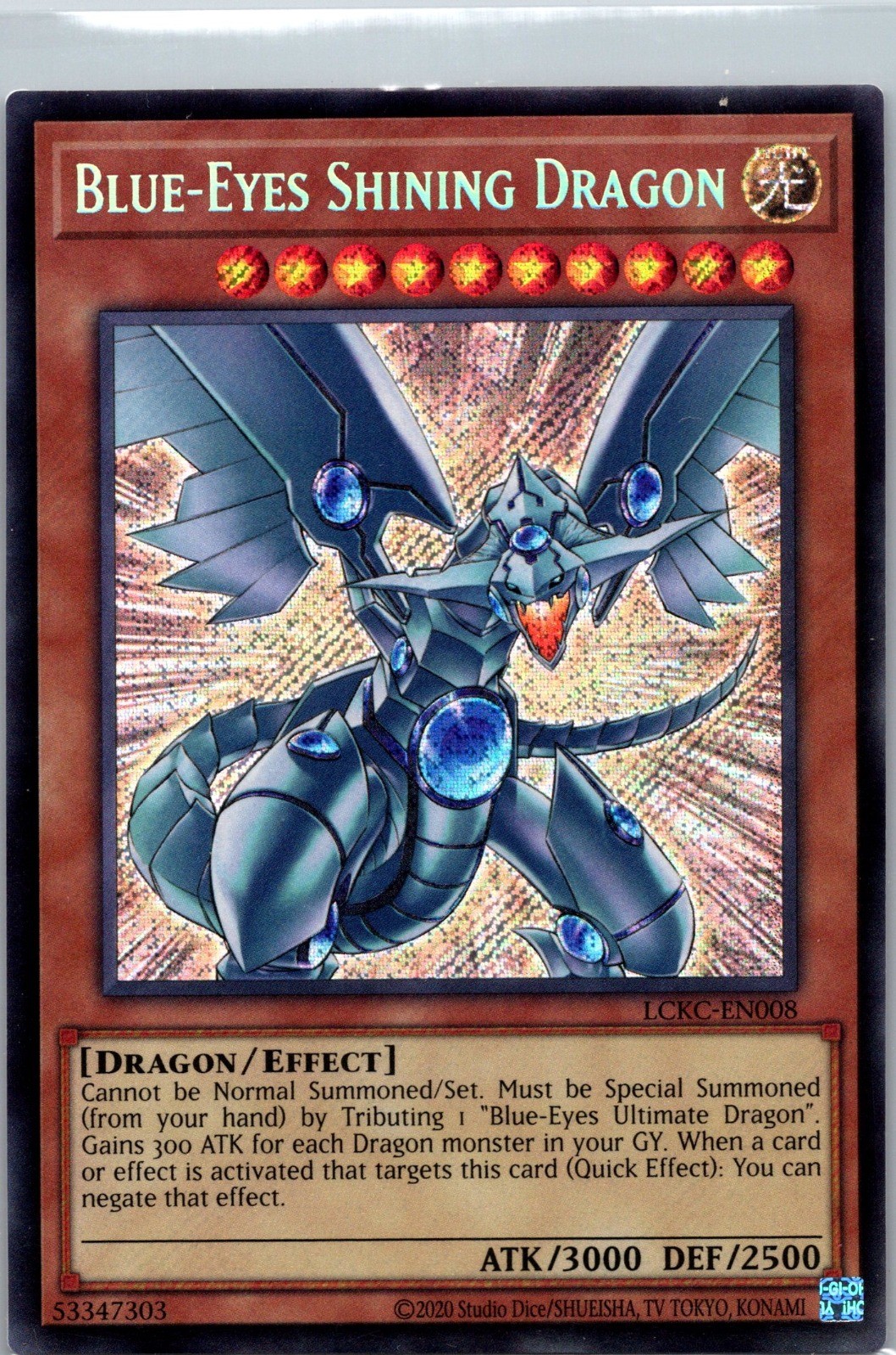 Blue-Eyes Shining Dragon Unlimited Sec Rare Legendary Coll Kaiba LCKC-EN008 NM