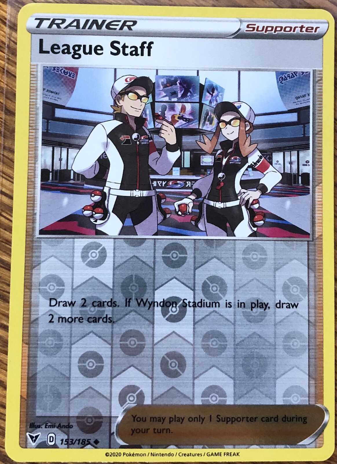 League Staff 153/185 – Reverse Holo – Vivid Voltage – Uncommon – Read Desc.