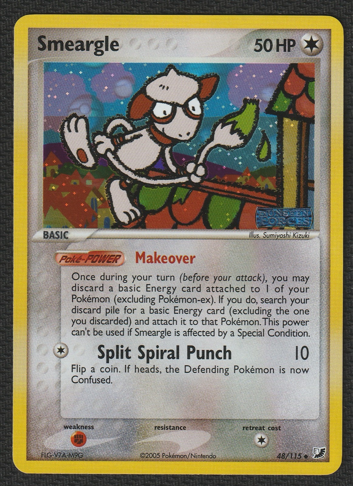 Smeargle 48/115 EX Unseen Forces Reverse Holo Pokémon Card Scans Included