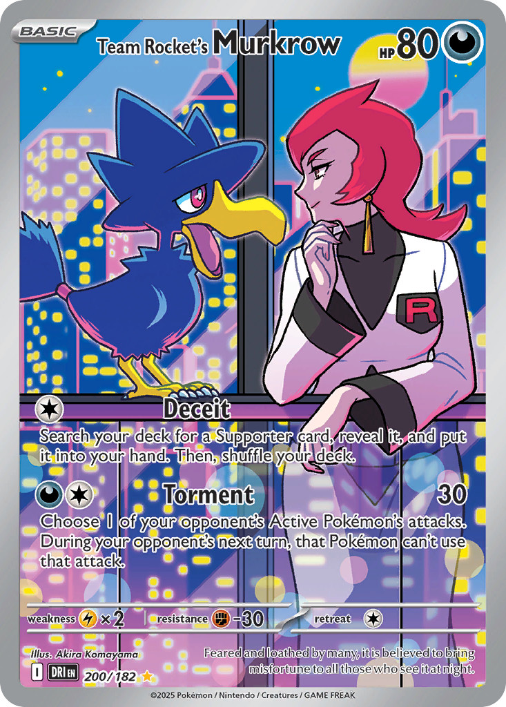 Team Rocket’s Murkrow 200/182 Illustration Rare Destined Rivals Pokemon Holo NM