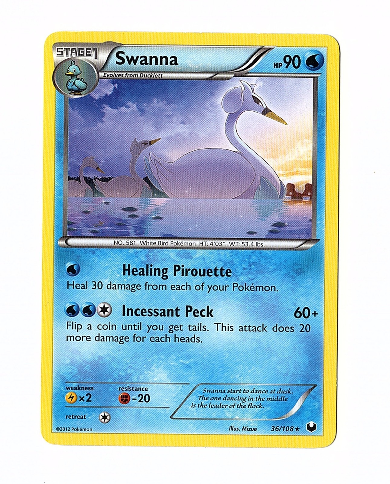 Swanna 36/108 Dark Explorers Regular Rare – Pokemon Card LP