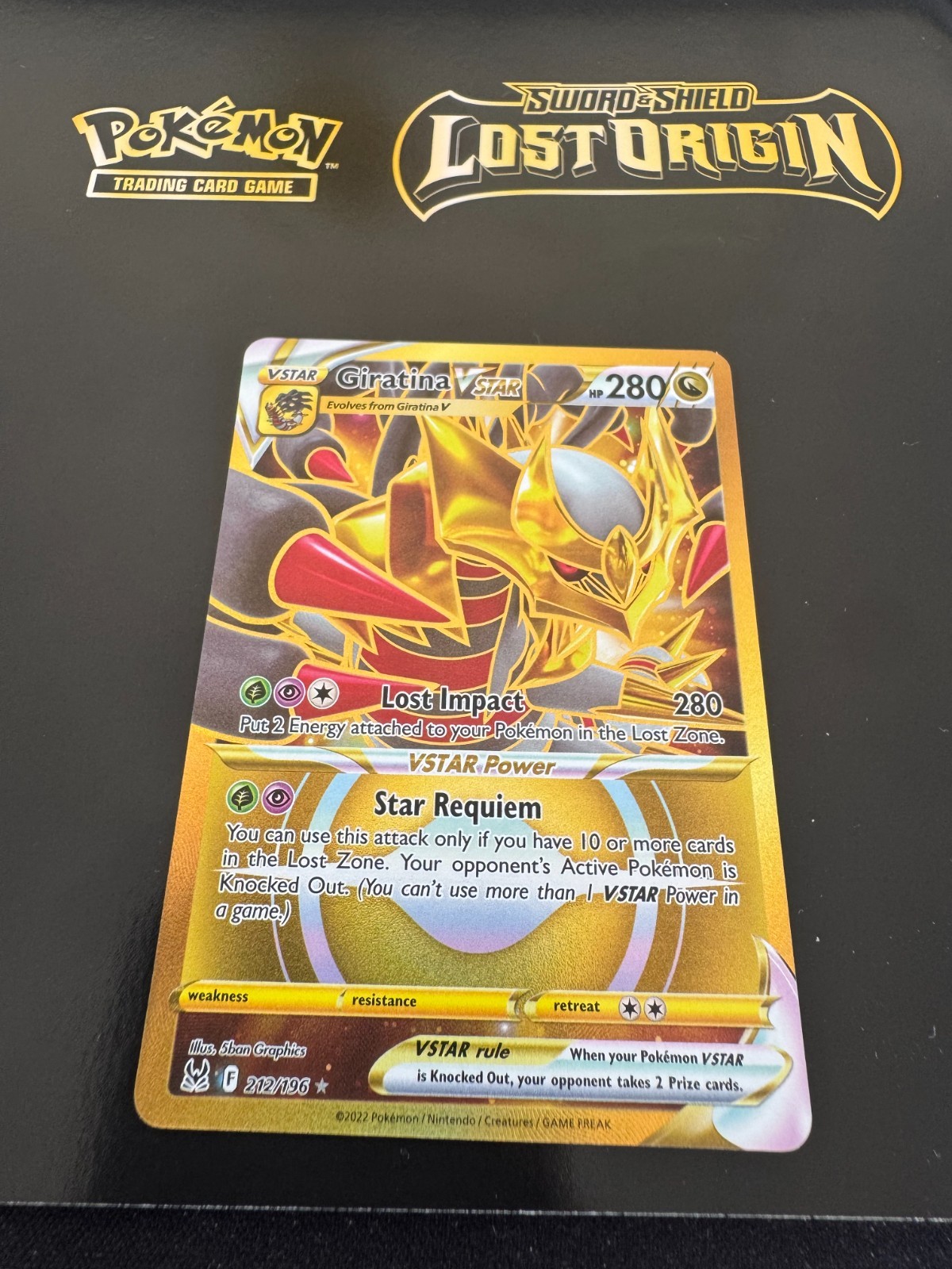 Giratina VSTAR GOLD Secret Rare – POKEMON CARD – LOST ORIGIN – 212/196 NM