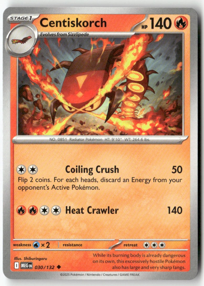 Centiskorch 030/132 Mega Evolution Uncommon Pokemon Shiburingaru