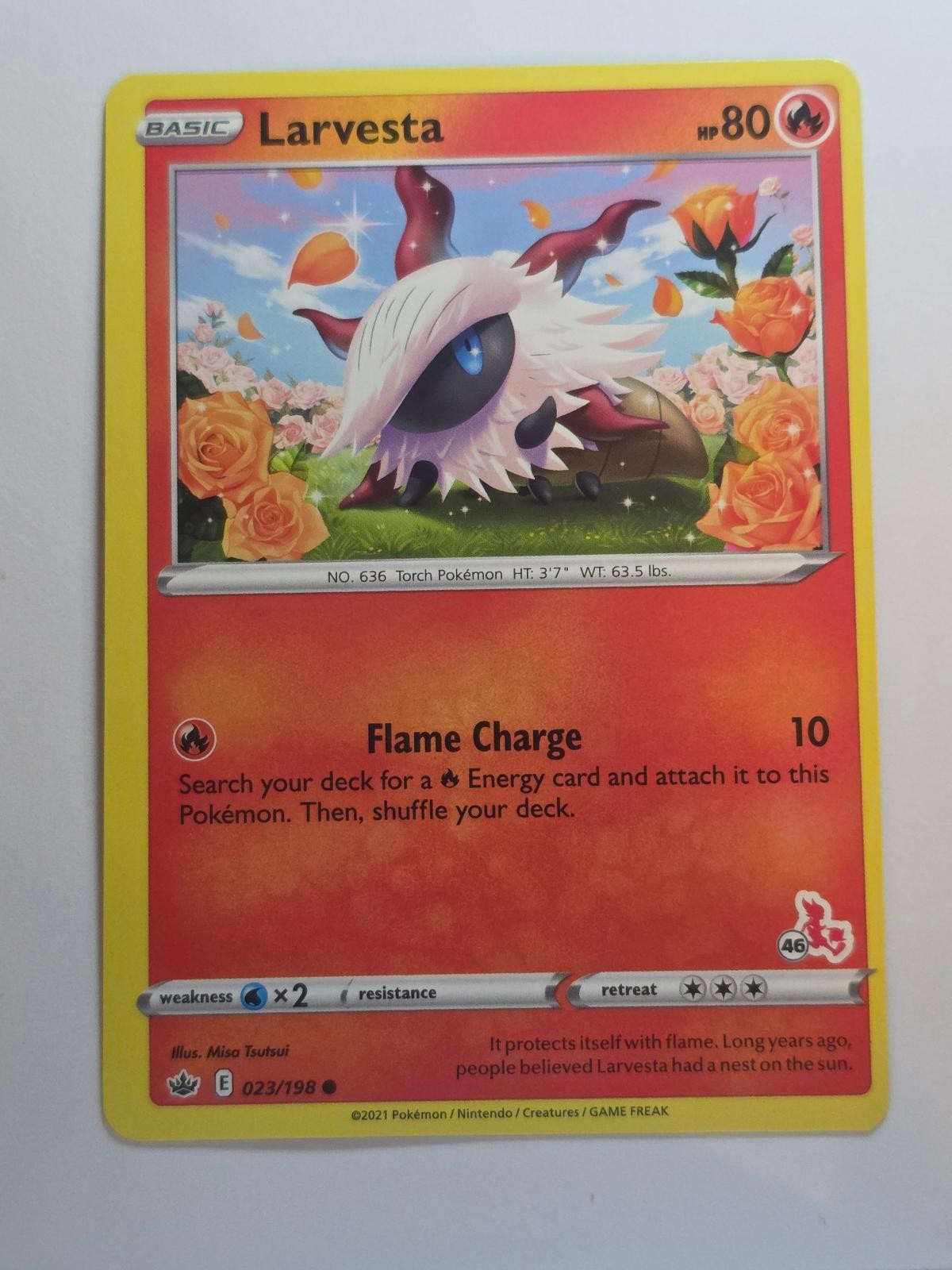LARVESTA (#19 CINDERACE STAMPED) 023/198 PROMO BATTLE ACADEMY 2022 NM/M POKEMON