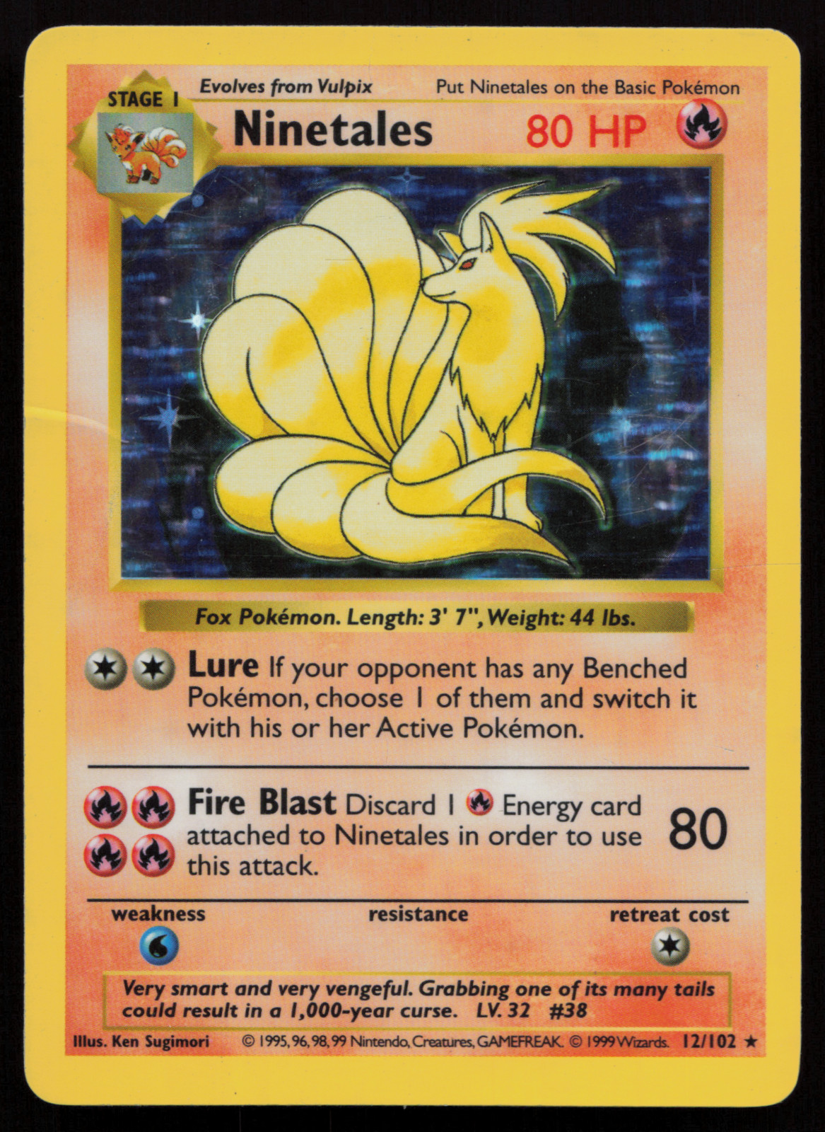 MP Ninetales 012/102 Base Set (Shadowless) Holo