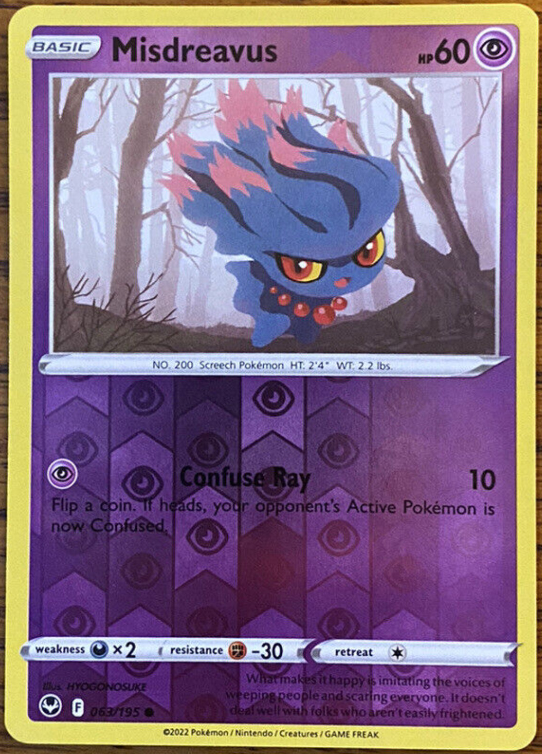 Misdreavus – 063/195- REVERSE HOLO – Silver Tempest – Pokemon – NM/M
