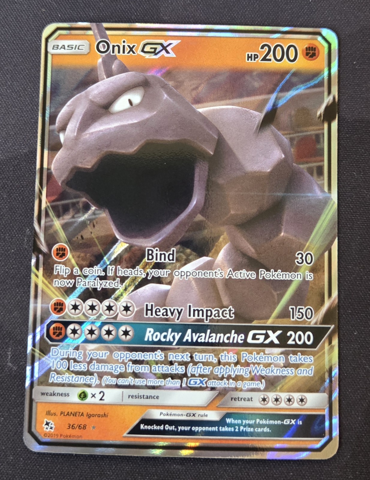 Pokemon ONIX GX 36/68 (NM)