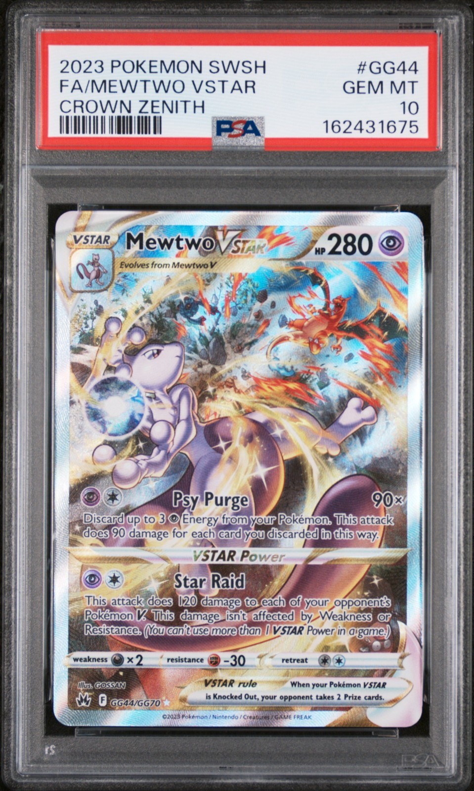 2023 POKEMON SWORD & SHIELD CROWN ZENITH GG44 FULL ART/MEWTWO VSTAR PSA 10