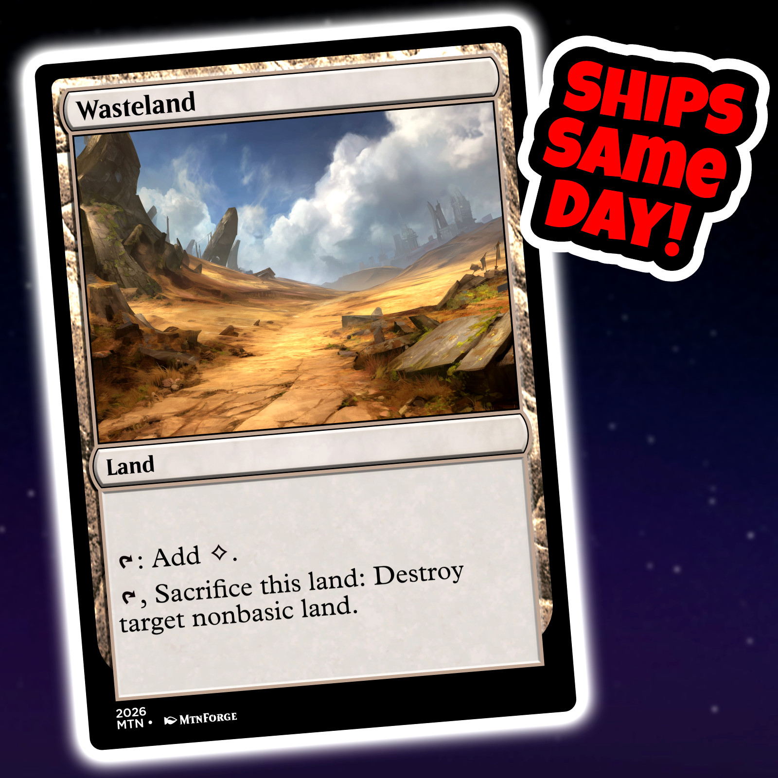 Wasteland – Custom Art Magic: The Gathering Playtest Card – Commander EDH