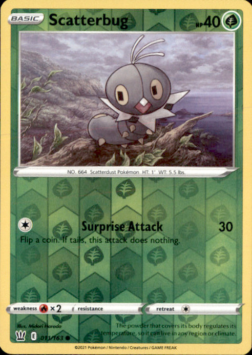 Scatterbug Reverse Holo Common SWSH05: Battle Styles 011/163 NM Midori Harada 20