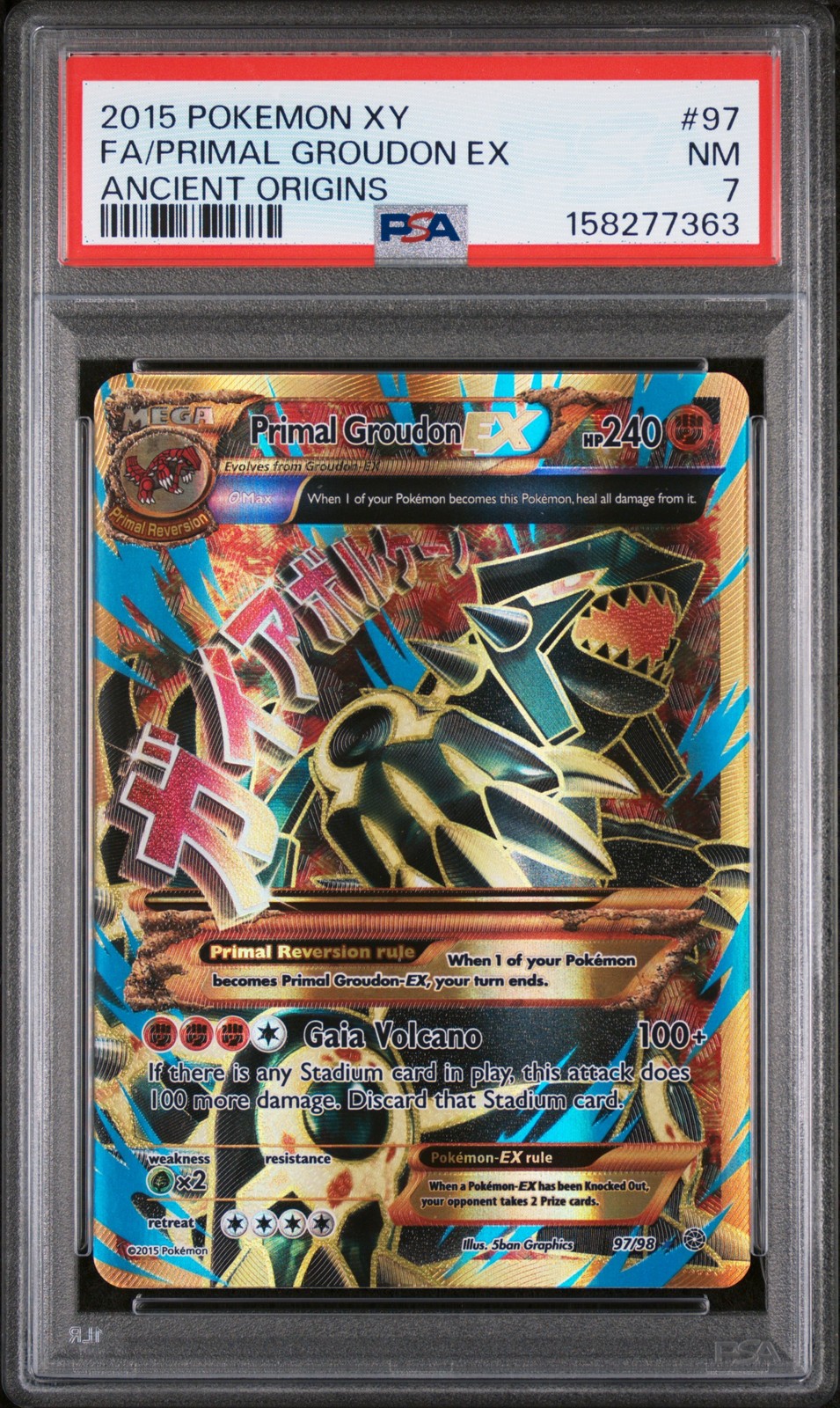2015 PRIMAL GROUDON EX 97/98 ANCIENT ORIGINS POKEMON PSA 7