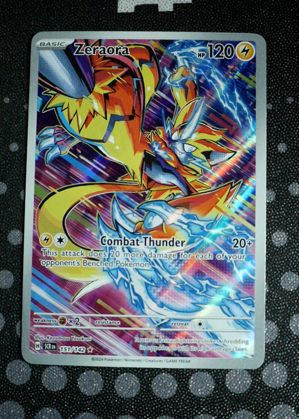 Zeraora Pokemon SV07: Stellar Crown SCR #151/142 Holo Near Mint
