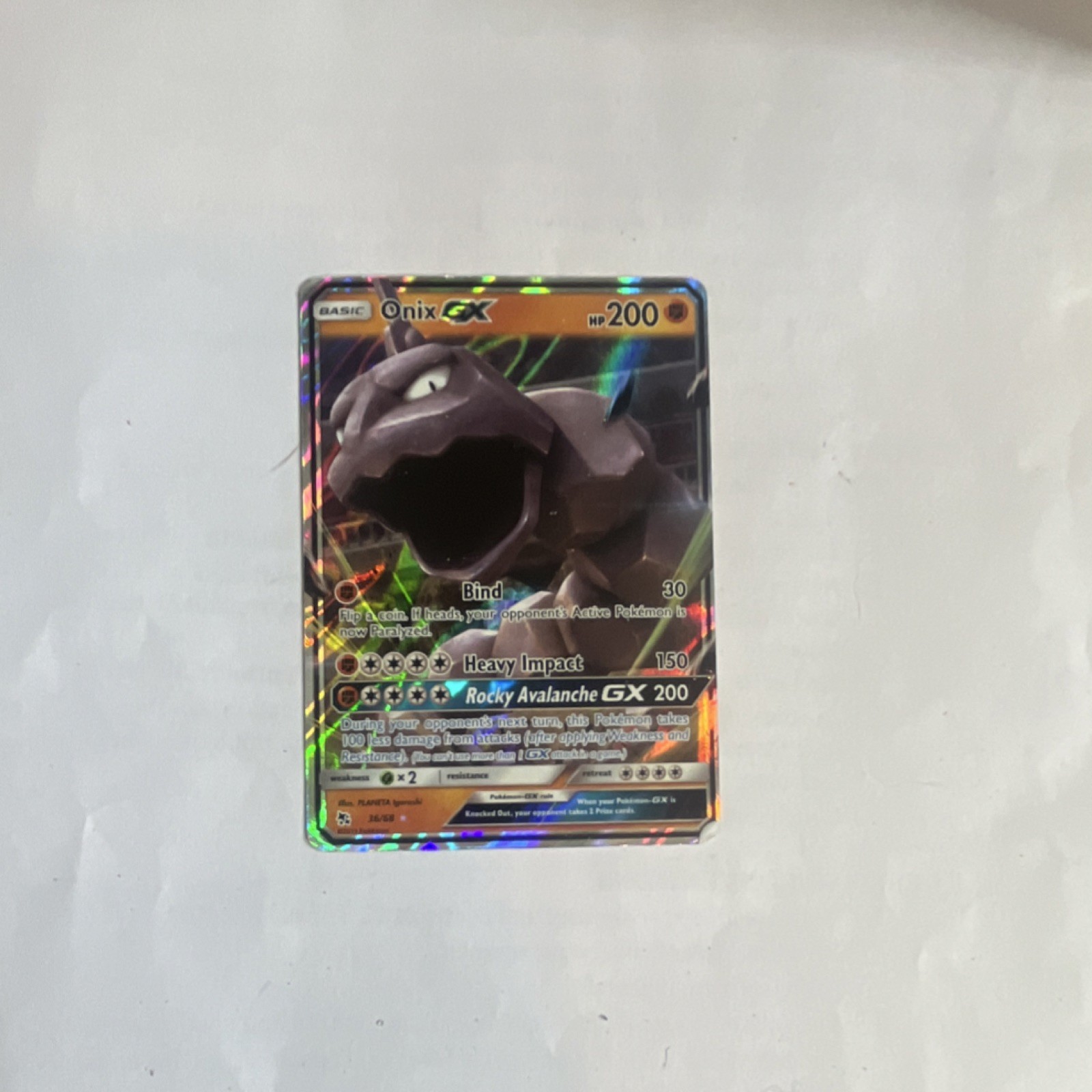 The Pokémon Company Onix GX Hidden Fates 36/68 Ultra Rare Full Art Holo 200HP