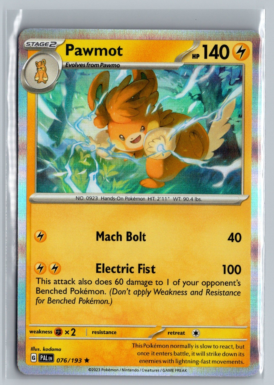 Pawmot Holo Rare SV02: Paldea Evolved 076/193 NM