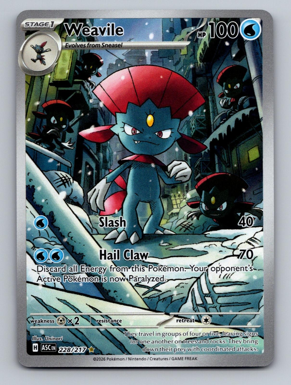 Weavile 228/217 Ascended Heroes Illustration Rare Holo Near Mint