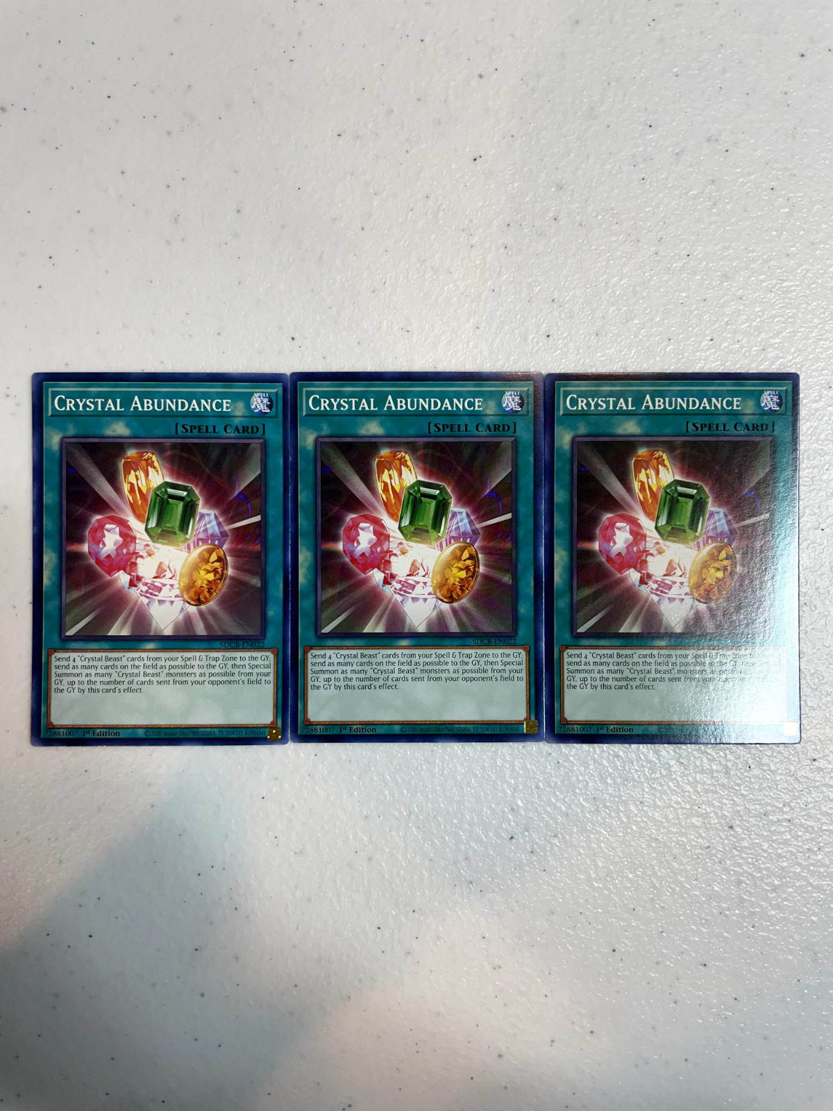 yugioh crystal abundance common 3x sdcb-en022 playset SDCB