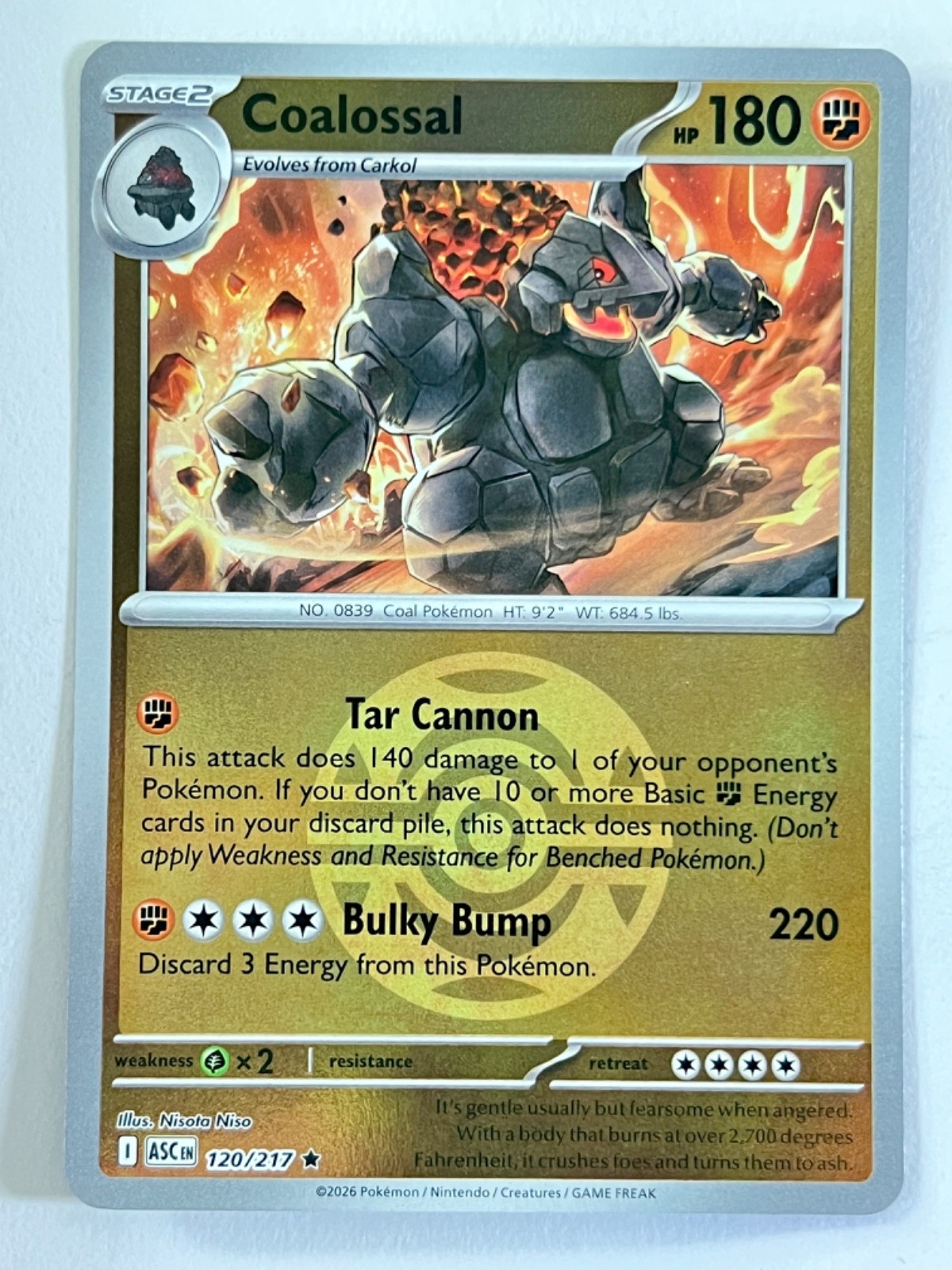 Coalossal 120/217 Reverse Holo Dusk Ball Ascended Heroes Pokemon – Near Mint NM