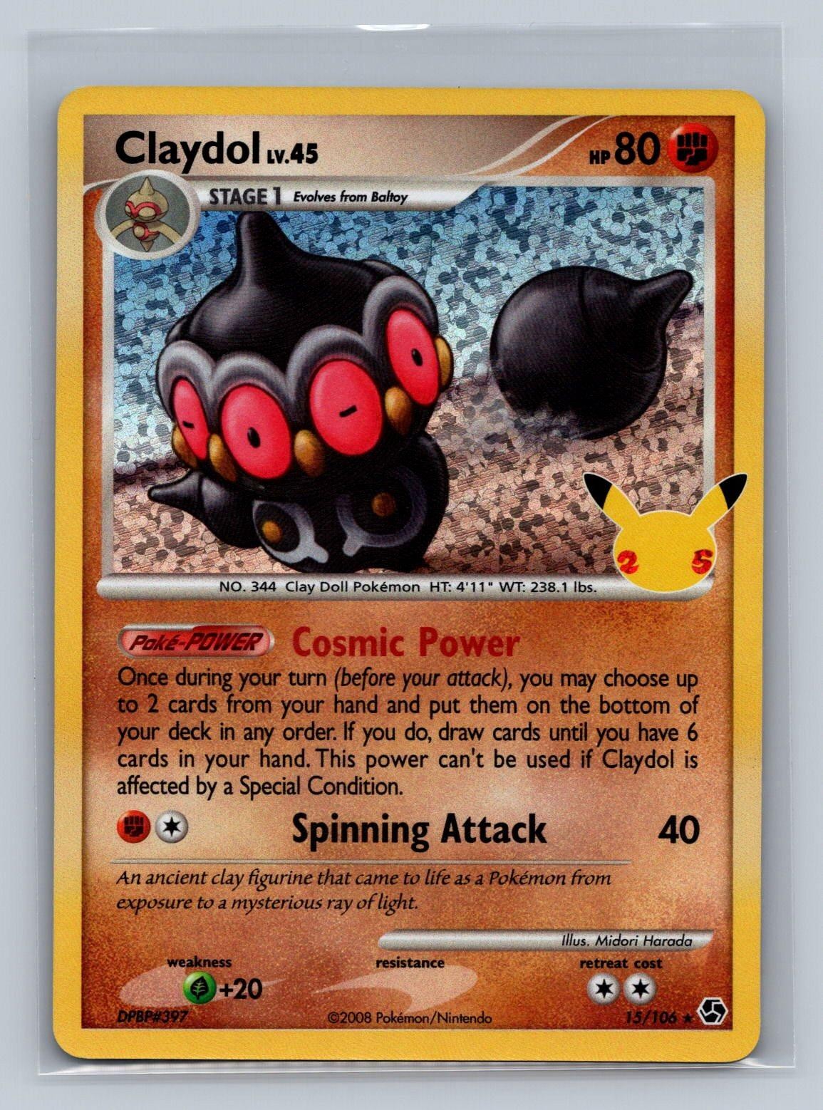Claydol 15/106 holo Celebrations: Classic Collection NM Midori Harada Free Shipp