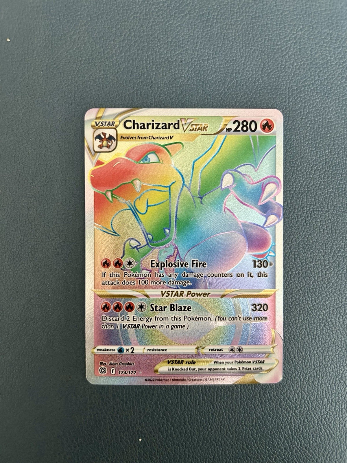 Pokemon Charizard Vstar Secret Rainbow Rare 174/172 Brilliant Stars