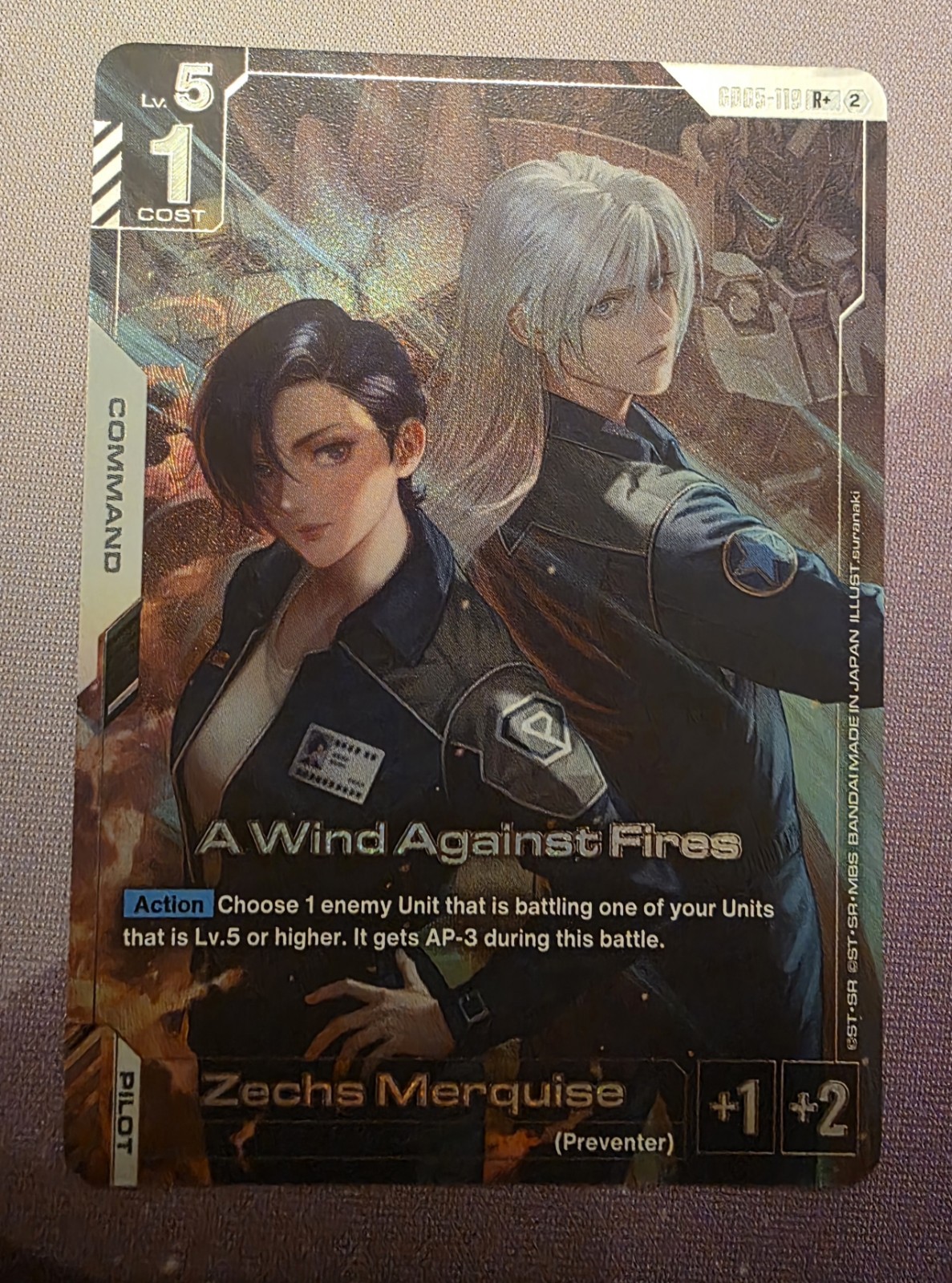 Gundam TCG A Wind Against Fires GD05-119 R+ Alt Art Freedom Ascension