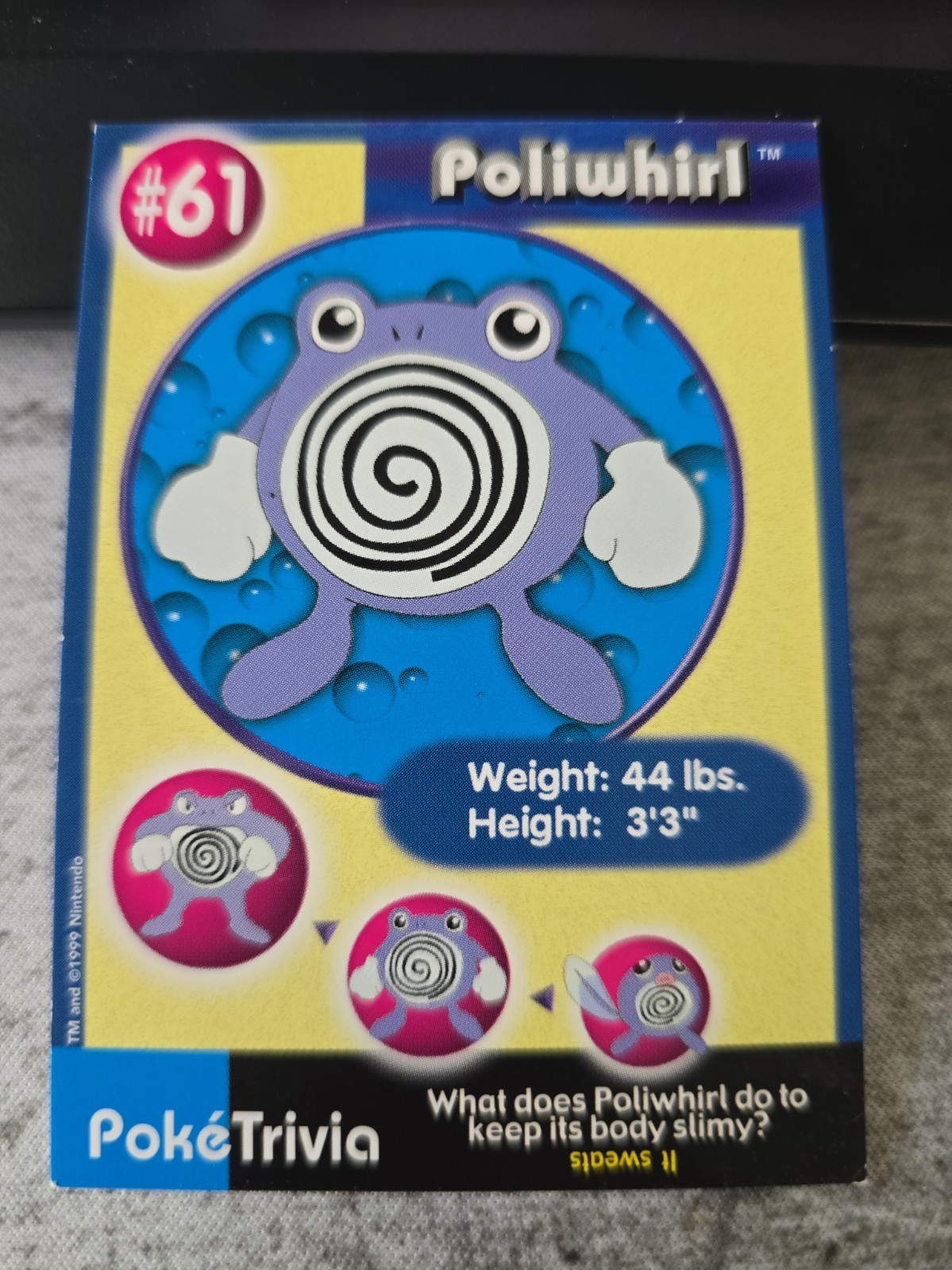 Burger King Pokémon PokeTrivia Non-perforated Poliwhirl #61