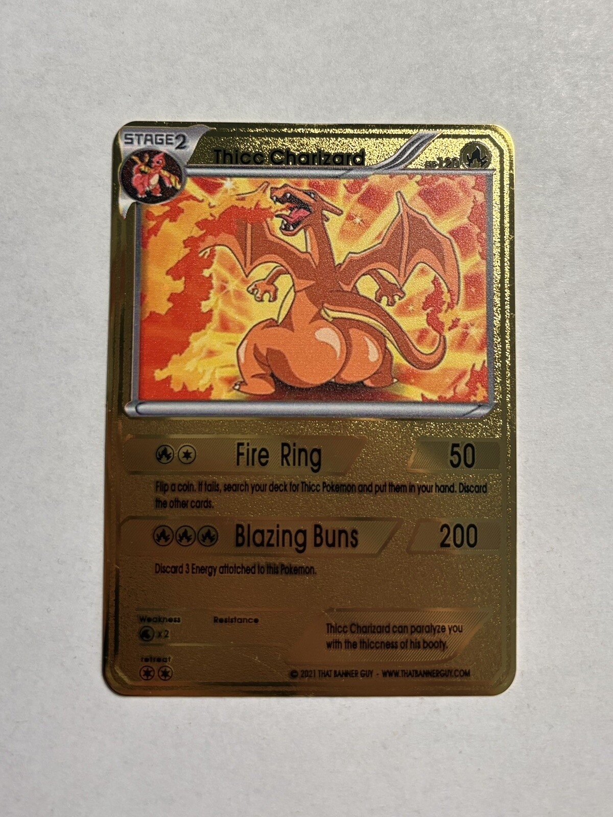 Thicc Charizard Gold Metal High Quality Fan Art Card Funny Collectible Gift Mint