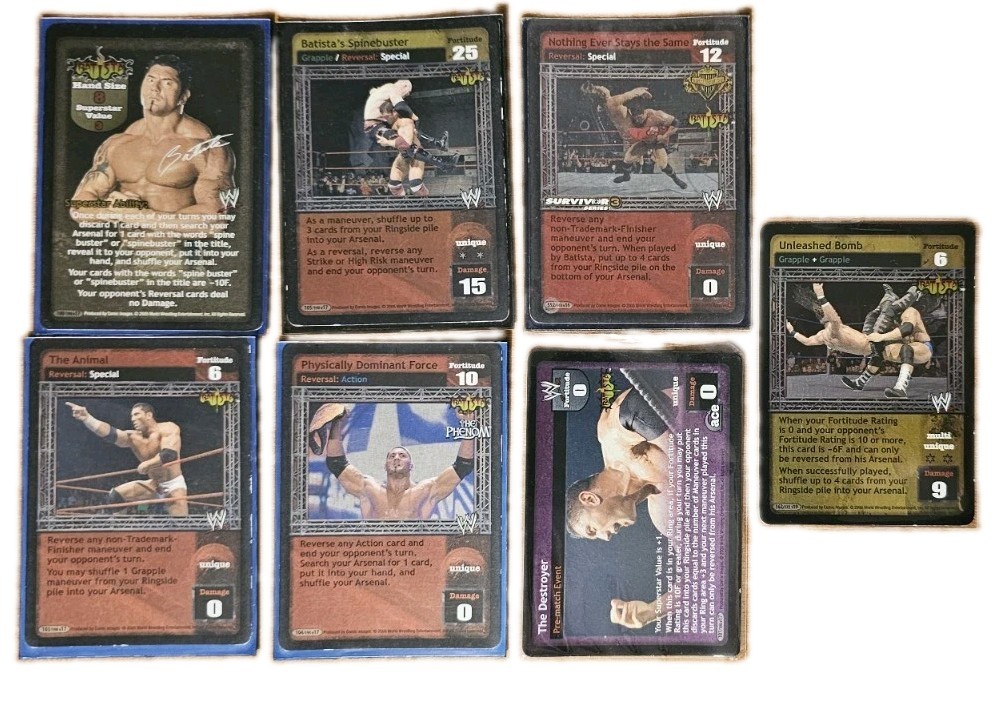 WWE WWF Raw Deal Batista 7-Card Superstar Card SET Including *Unleashed Bomb* UR