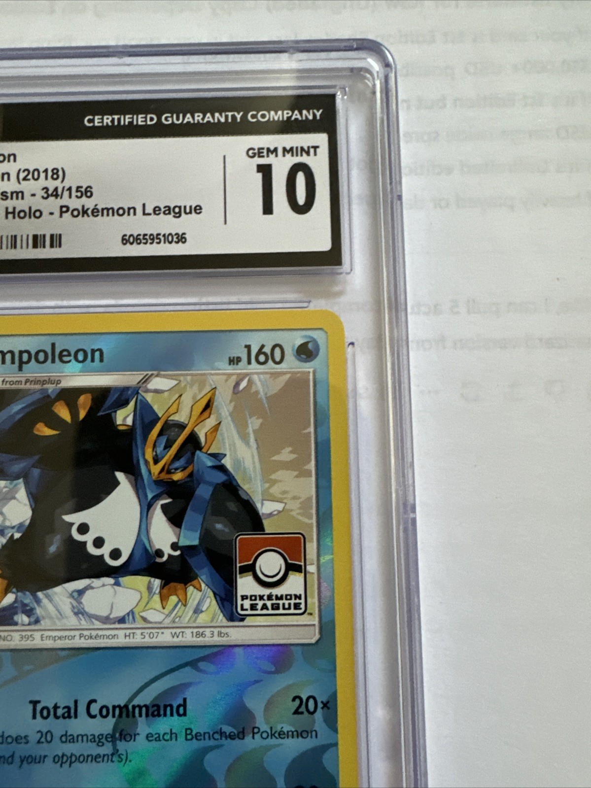 Emperor 2018 Pokemon Sun&moon Ultra Prism #34 Reverse Holo Grade 10 Ships In Box