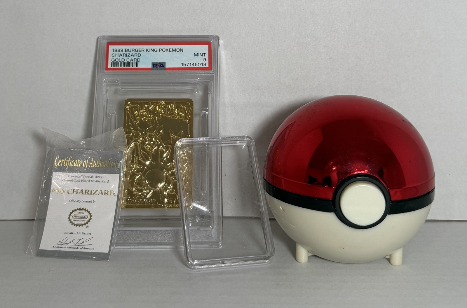 1999 Burger King Pokémon Charizard #06 23K Gold Plated Promo PSA 9 MINT