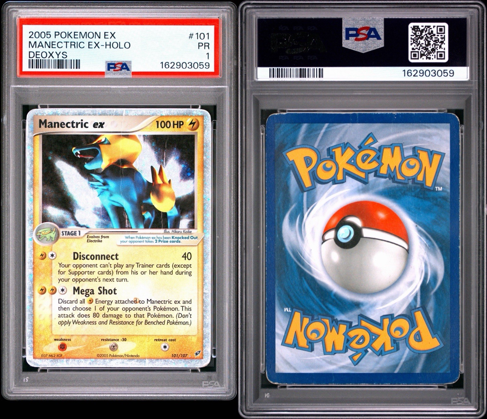 2005 POKEMON EX DEOXYS #101 MANECTRIC EX-HOLO PSA 1 POP 6 New Cert