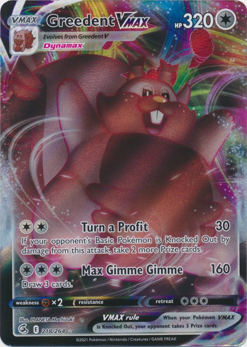 UR-01 Holo Greedent VMAX 218/264 Ultra Rare SWSH08: Fusion Strike