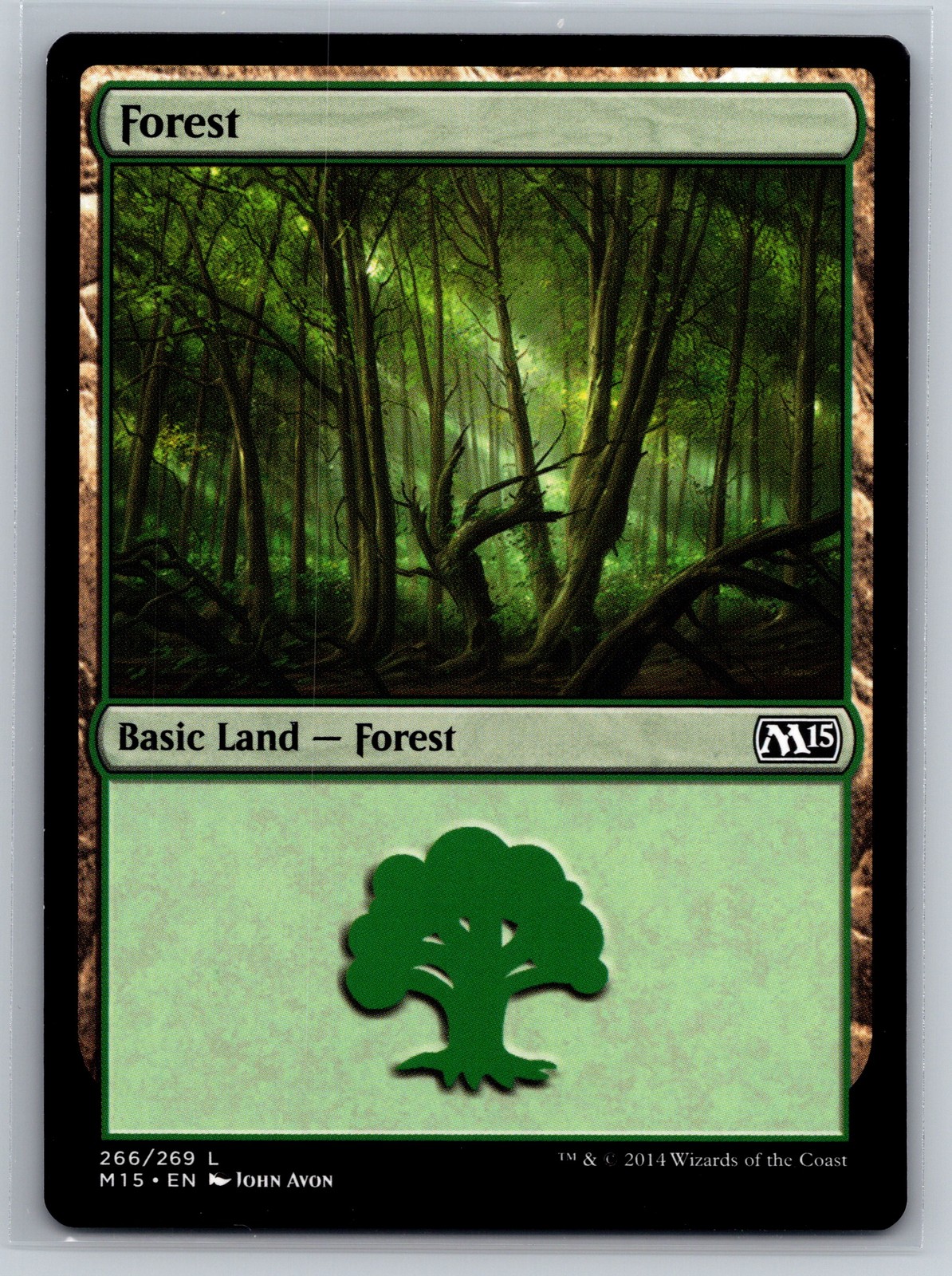 MTG Forest 266/269 L M15 Core Set Basic Land Green Mana Card John Avon 2014