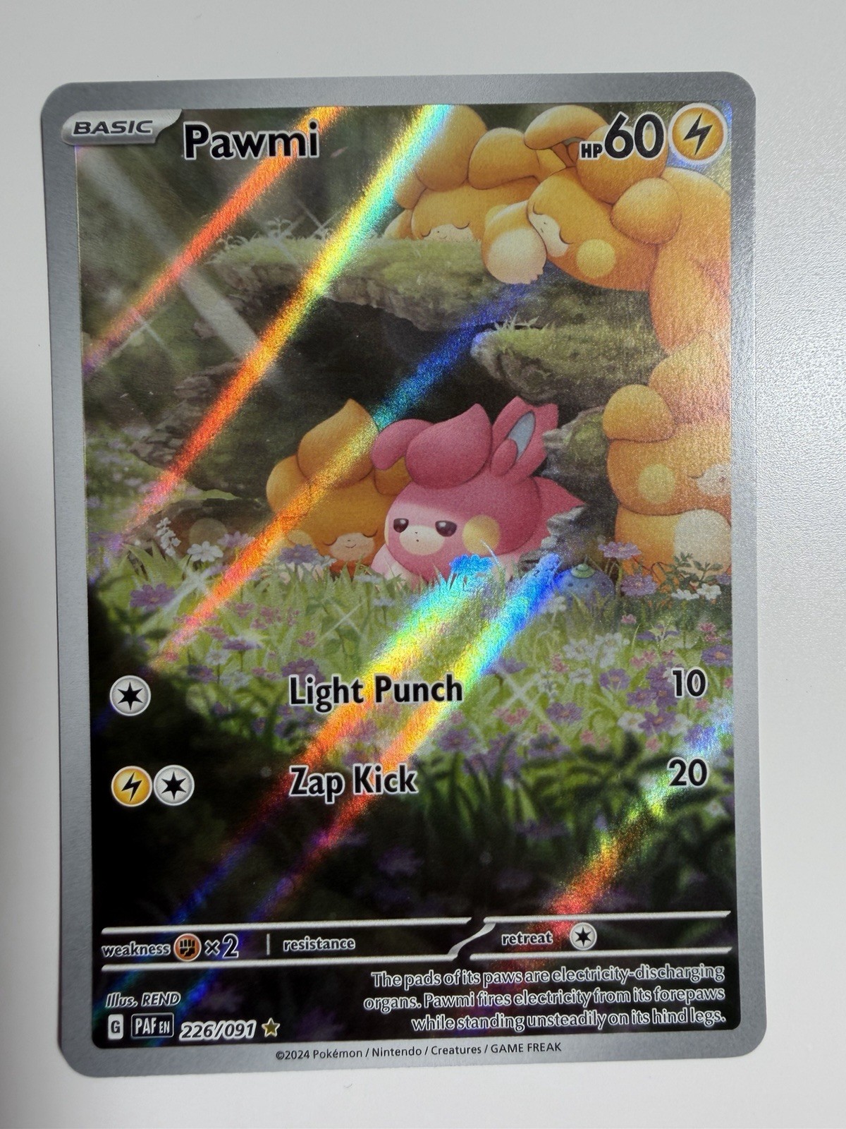 Pawmi IR 226/091 SV: Paldean Fates Illustration Rare Holo Pokemon Card NM