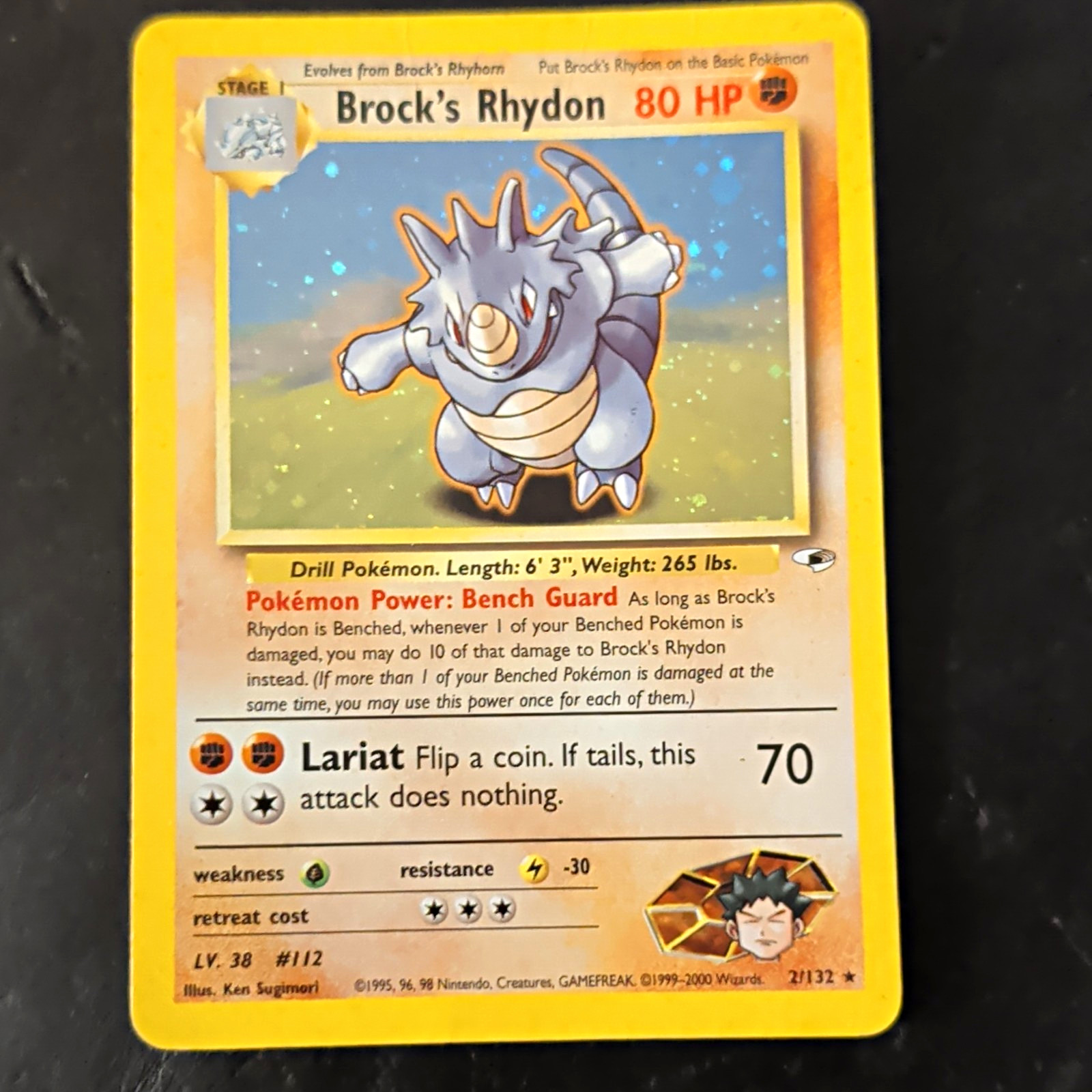 Wizards of the Coast Brock’s Rhydon 2/132 Gym Heroes Holo Rare 80HP EN 2000
