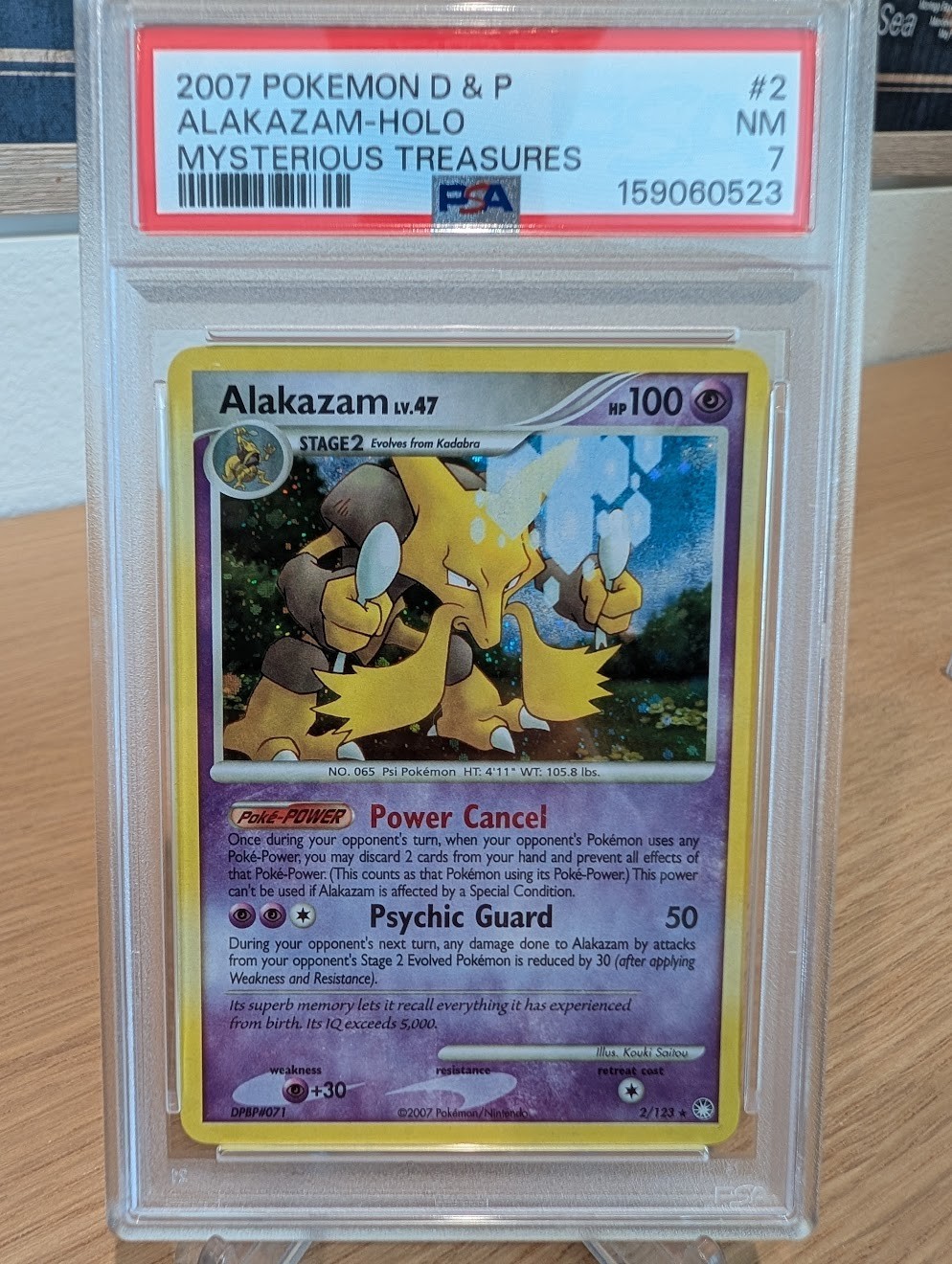 2007 Alakazam 2/123 Mysterious Treasures Holo #2 Pokemon PSA 7 Near Mint