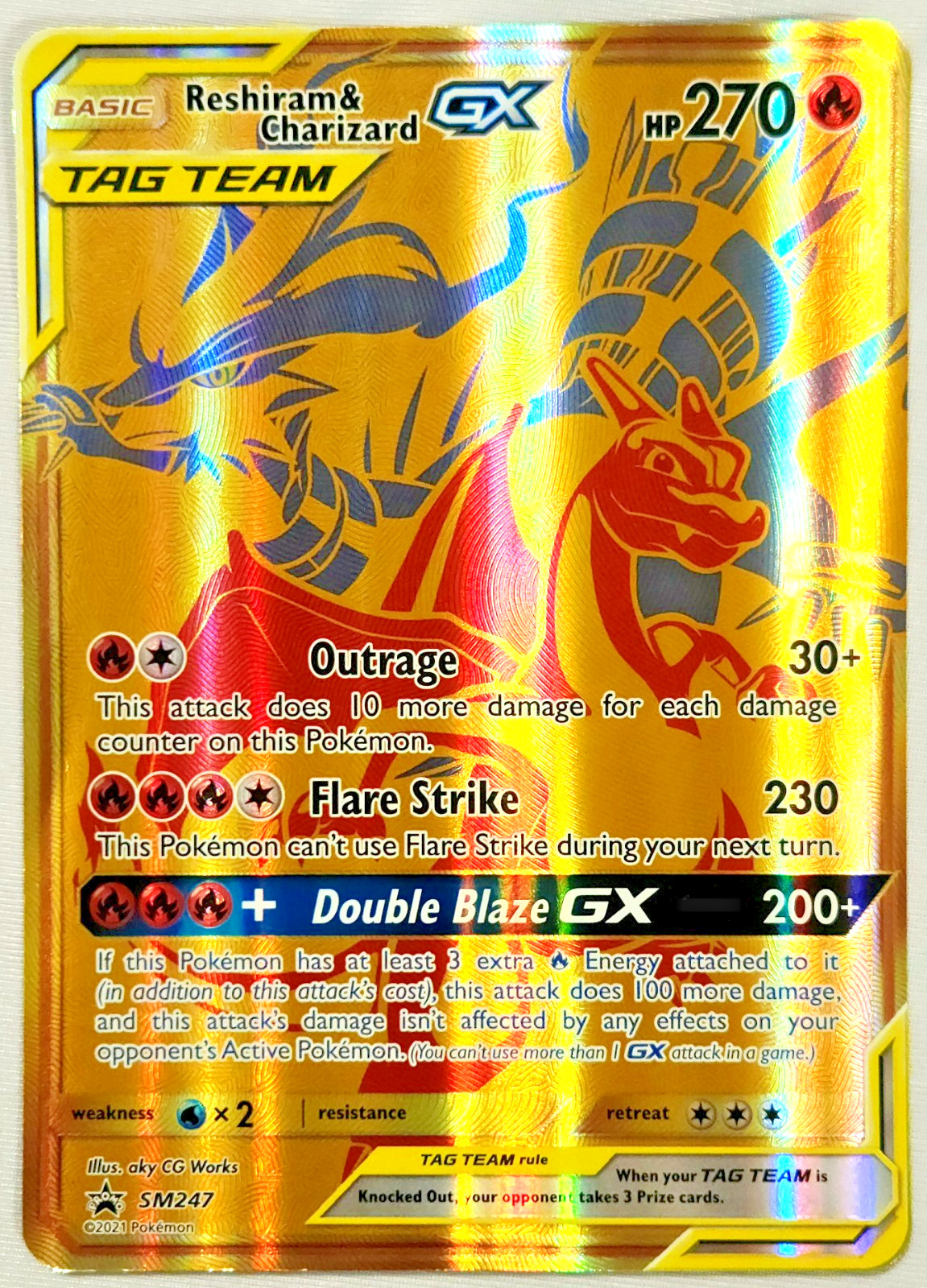 2021 Pokemon TCG Reshiram & Charizard GX Tag Team SM248 Oversized Excellent-NM/M