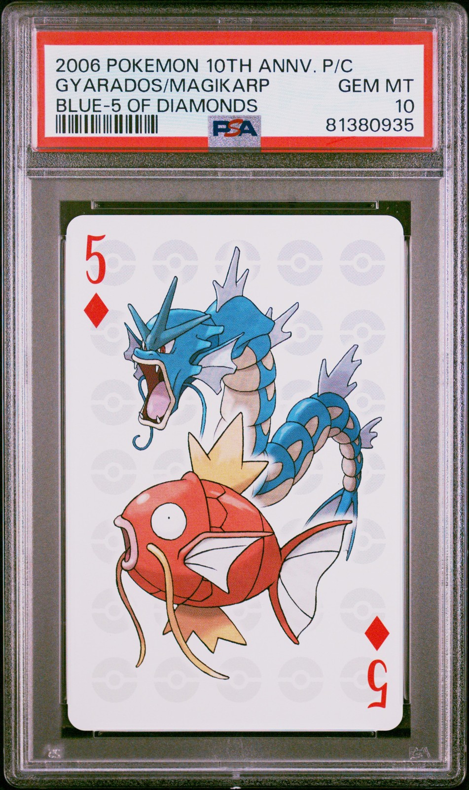 POKEMON CENTER 10TH ANNIVERSARY PLAYING CARDS BLUE DECK GYARADOS/MAGIKARP PSA 10
