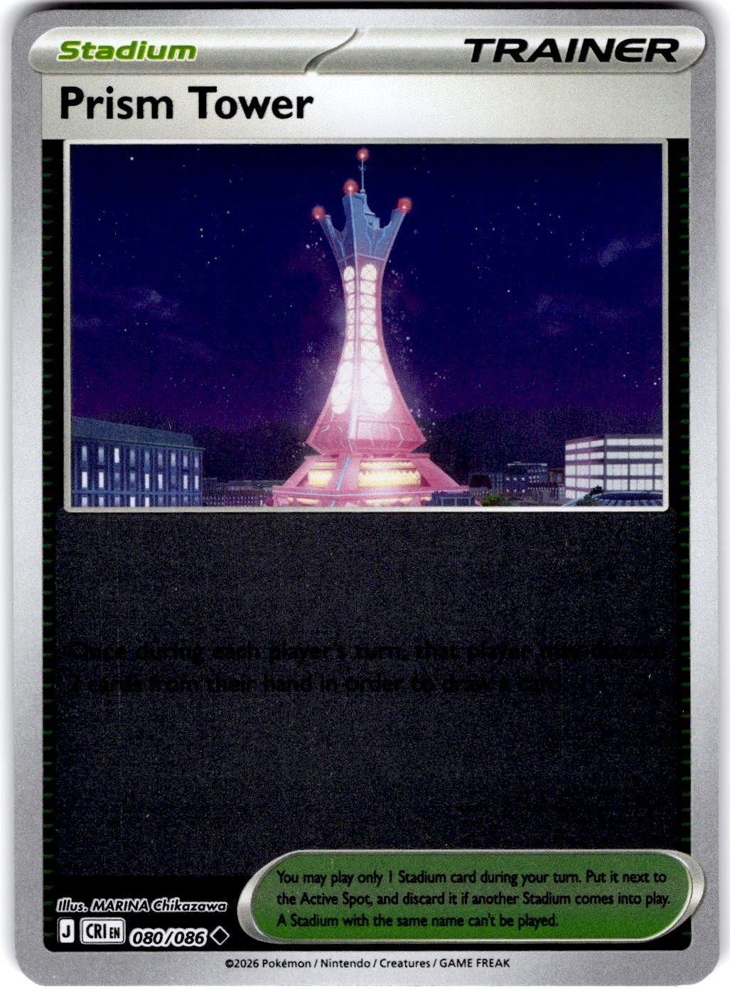 Pokemon Prism Tower Chaos Rising 80/86 Reverse Holo Near Mint English