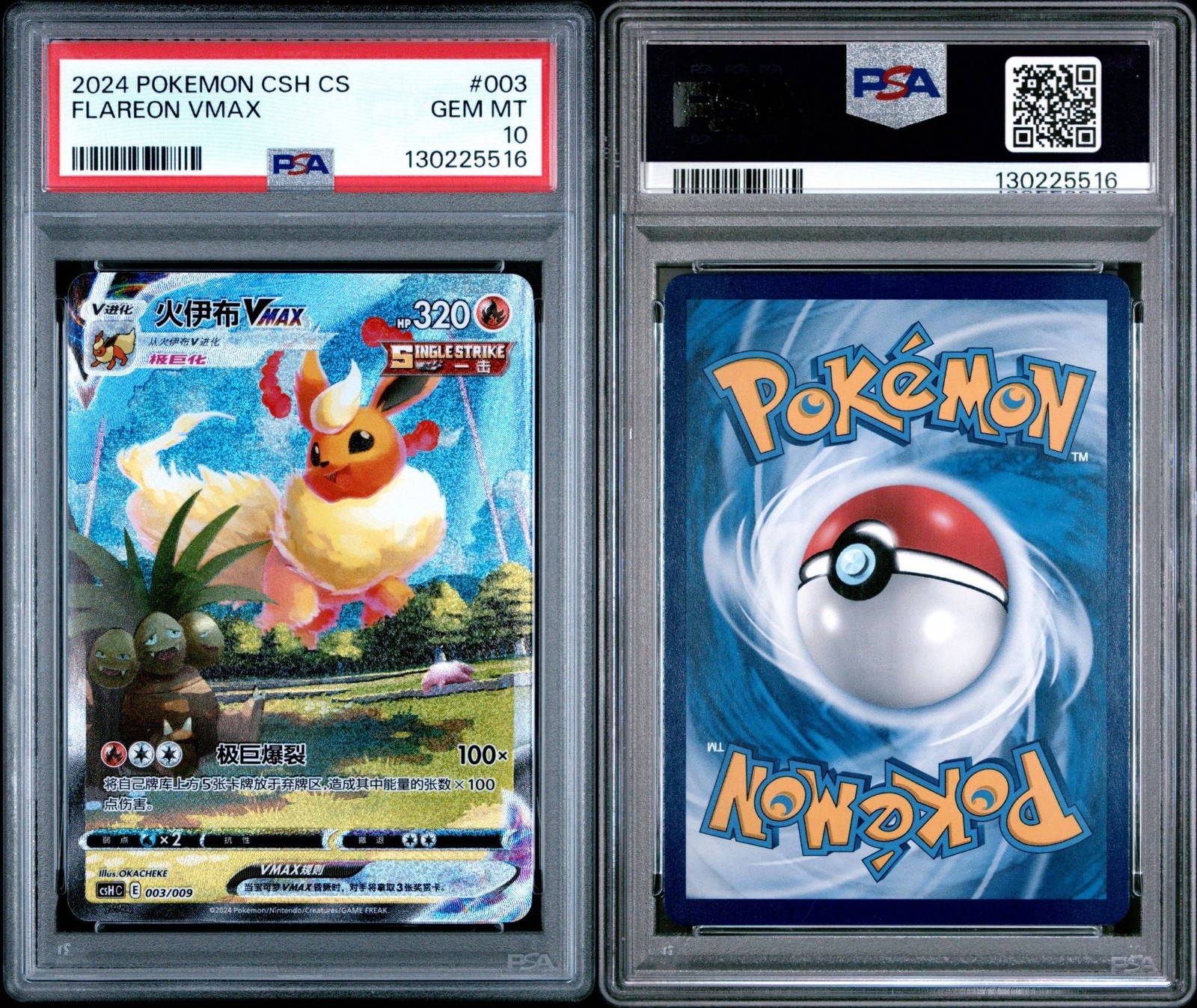 PSA 10 GEM MINT Chinese Flareon VMAX 003/009 Alternate Art Holo Pokémon 2024