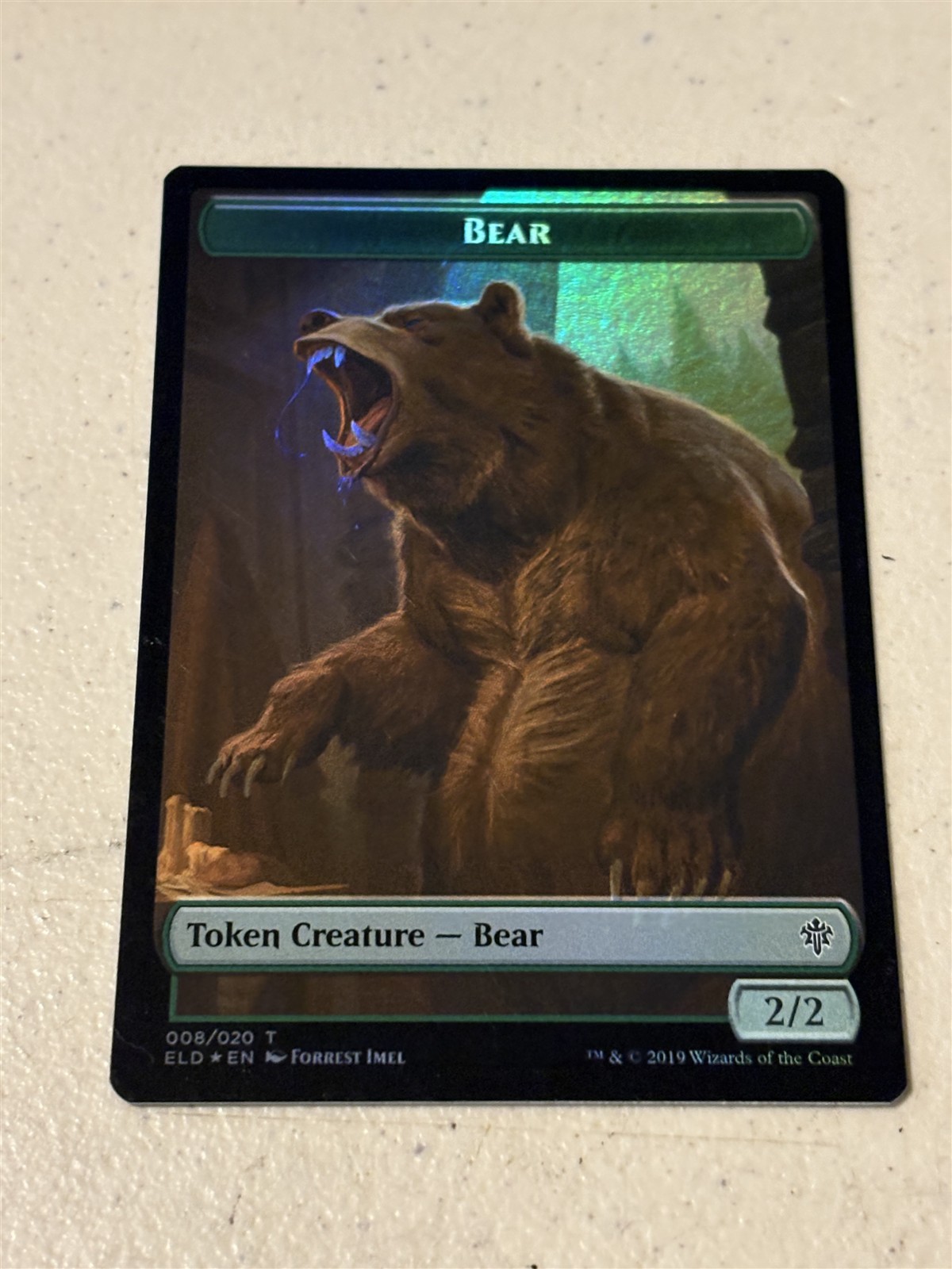 mtg foil token Bear // Food, 008/016, Throne of Eldraine, unplayed