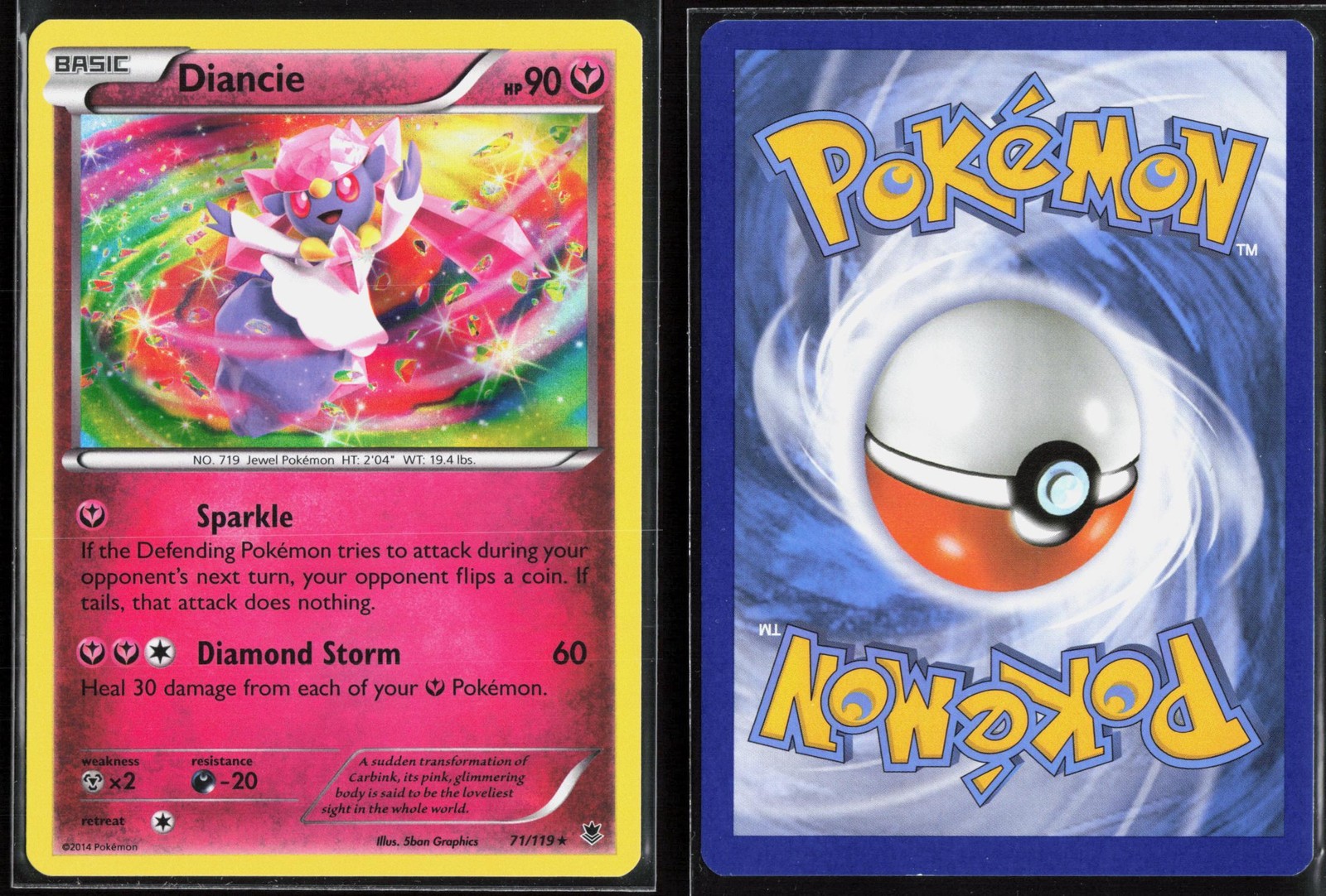 Diancie 71/119 – Pokemon Phantom Forces – Holo Rare – NM