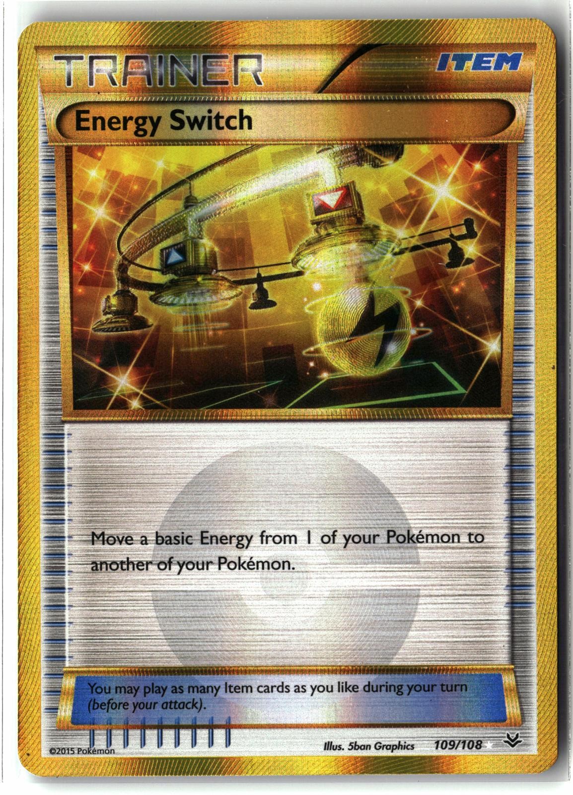 2015 Energy Switch ⭐️ 109/108 Holo Secret Rare Roaring Skies Pokemon LP Back