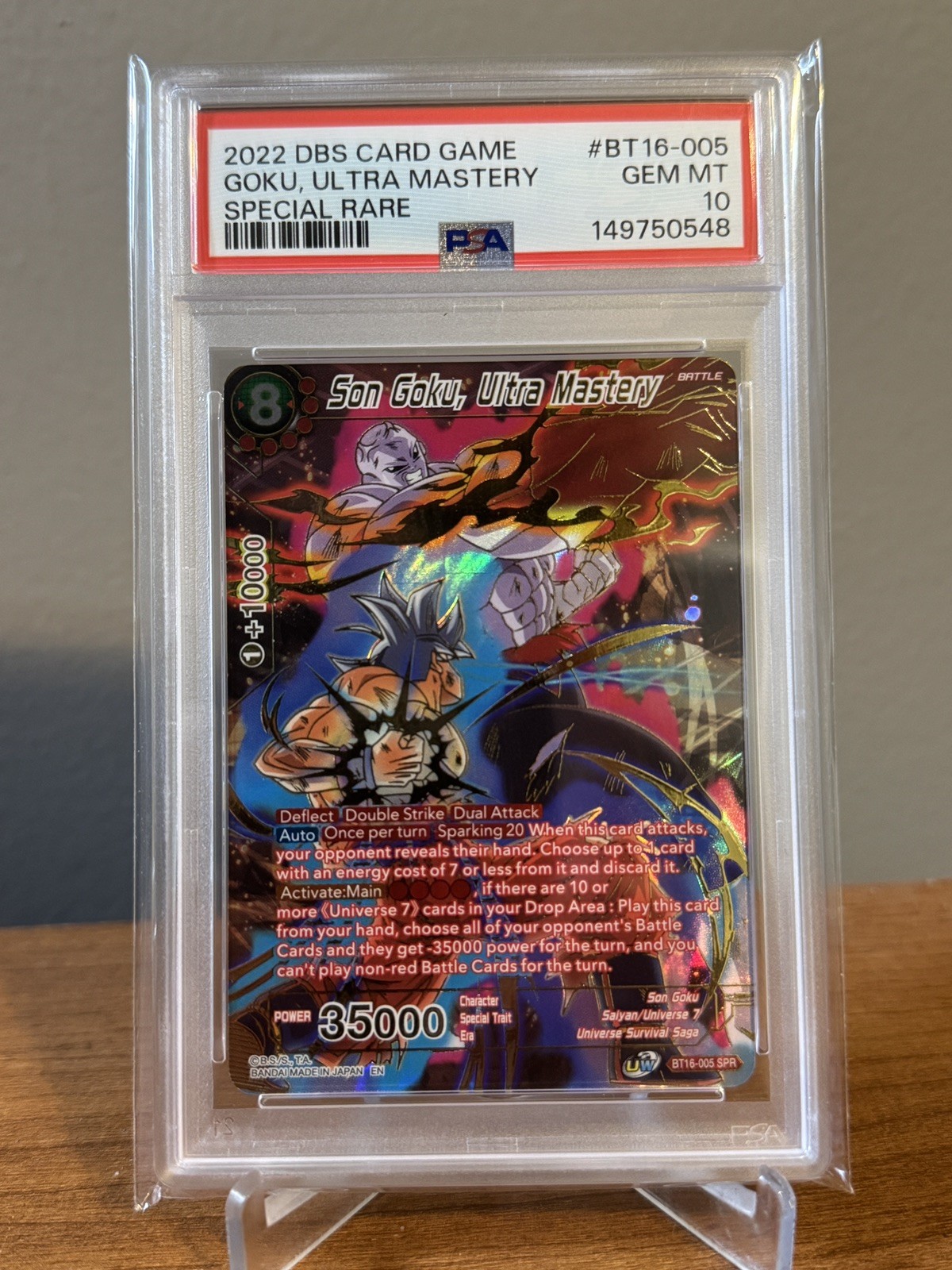PSA 10 SON GOKU,ULTRA MASTERY BT16-005 S.16 REALM/GODS DB SUPER CARD GAME