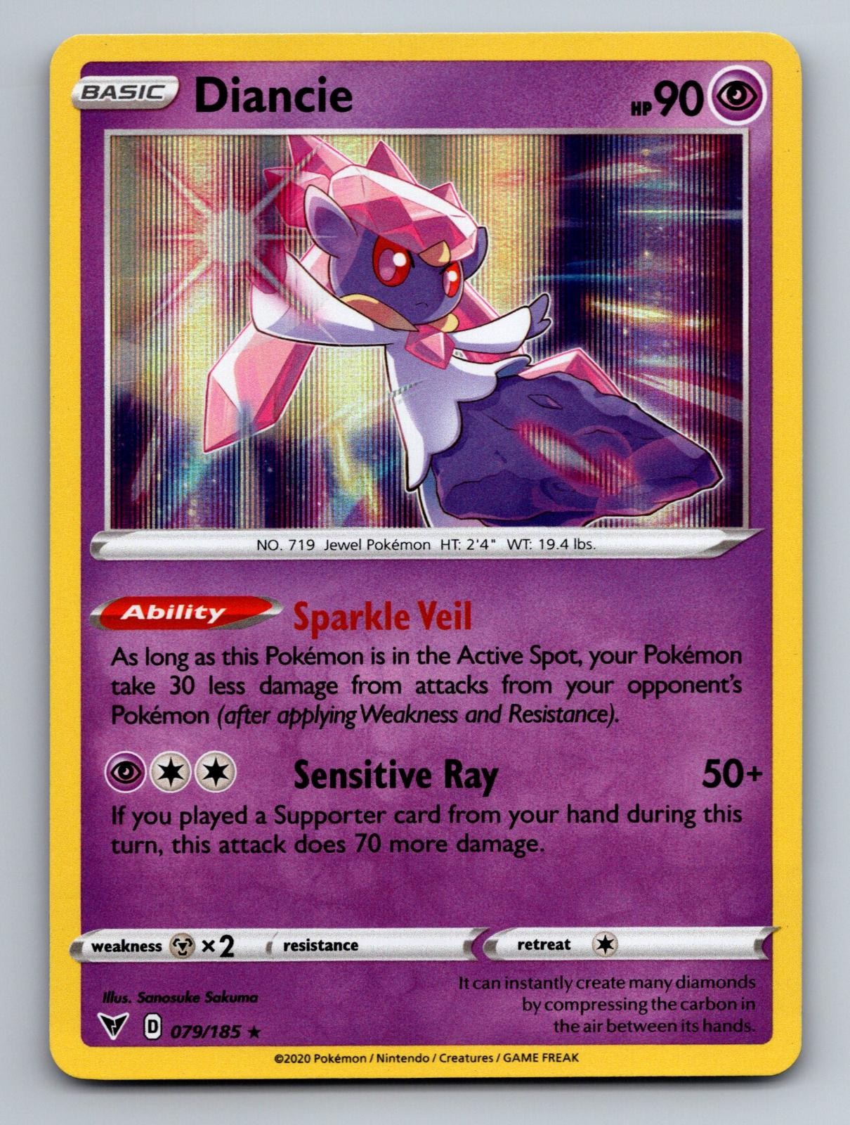Diancie 079/185 Holo Rare Vivid Voltage Pokemon Near Mint