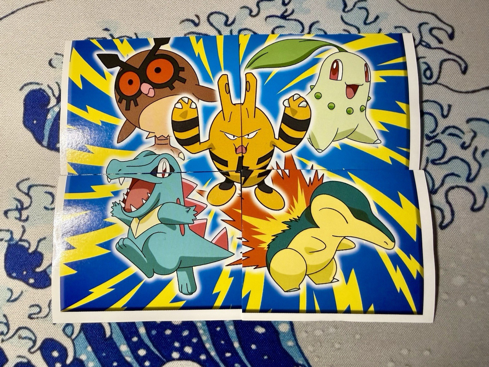 Pokémon 2001 Topps Merlin Series3 Poster Sticker Cyndaquil Totodile Chikorita NM