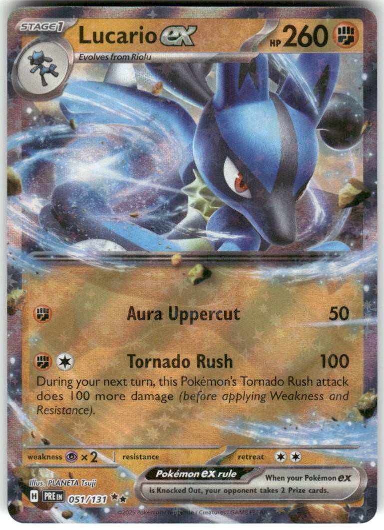 LUCARIO EX 051/131 HOLO PRISMATIC EVOLUTIONS POKEMON NM/M PLANETA TSUJI
