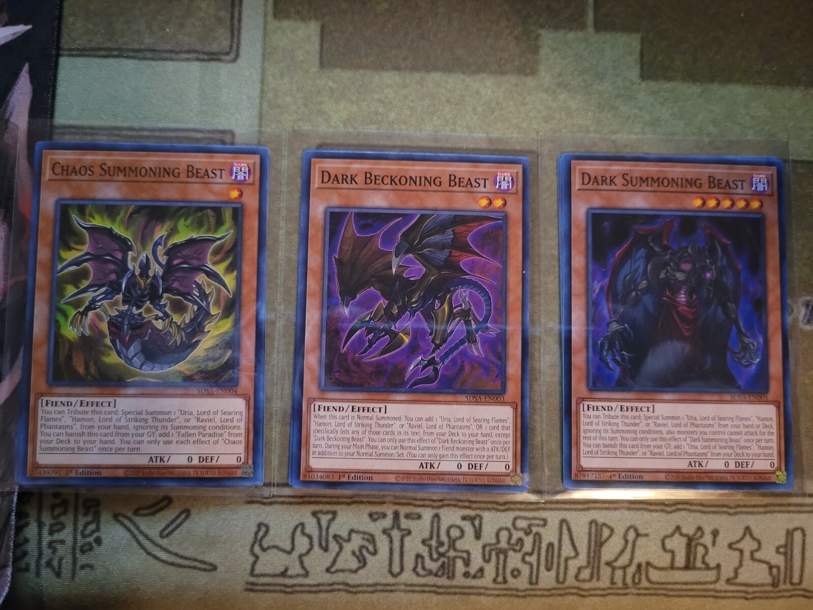 YUGIOH DARK BECKONING BEAST + DARK SUMMONING BEAST + CHAOS SUMMONING BEAST SDSA