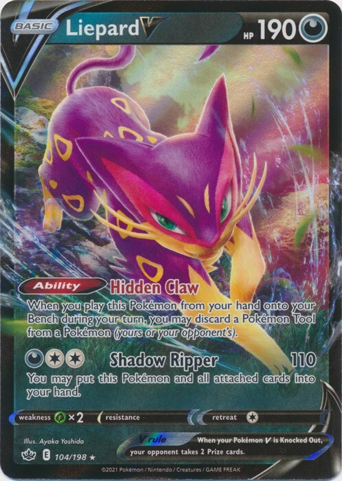 Liepard V 104/198 Ultra Rare Chilling Reign Pokemon TCG