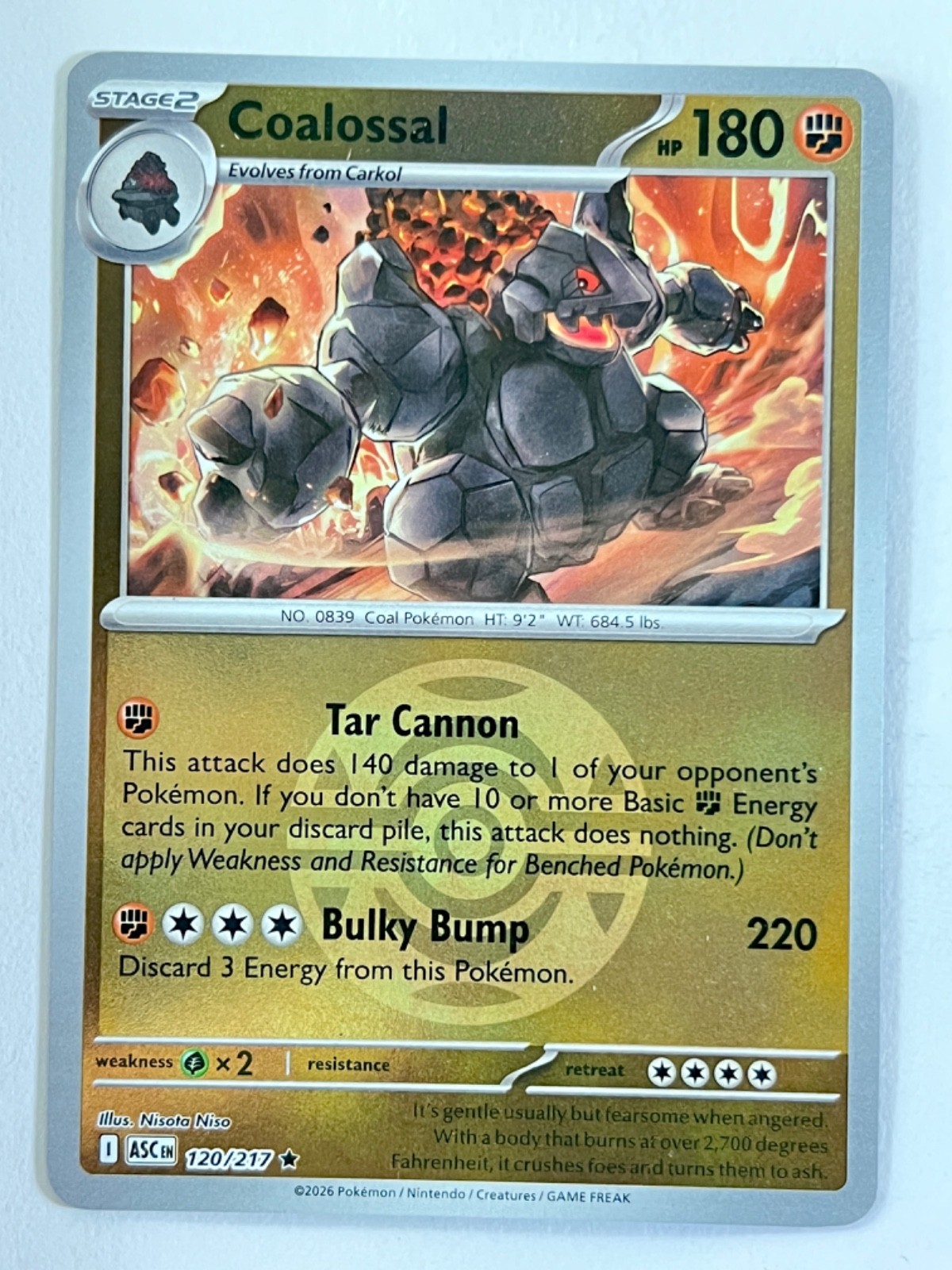 Coalossal 120/217 Reverse Holo Dusk Ball Ascended Heroes Pokemon – Near Mint NM